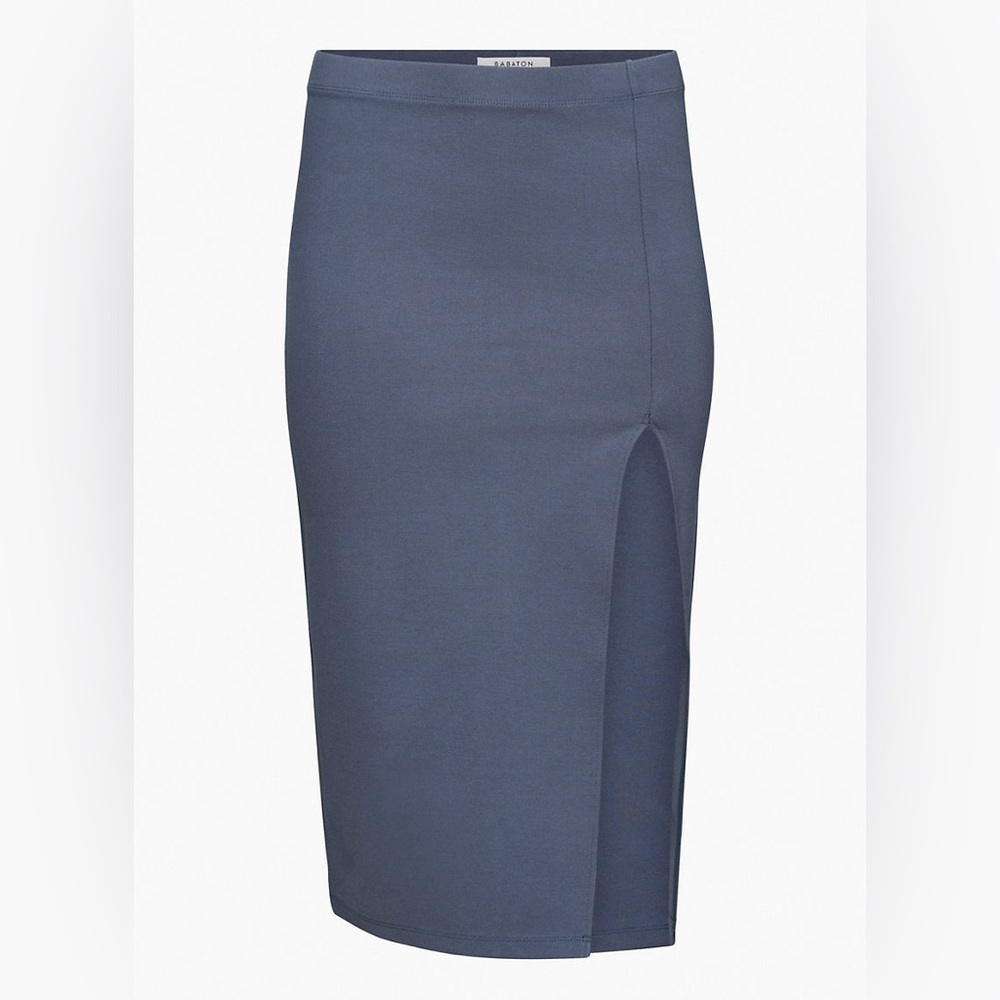 BABATON (Aritzia) - Pencil Slit Skirt. Midi length. Stone Blue. Size: 00